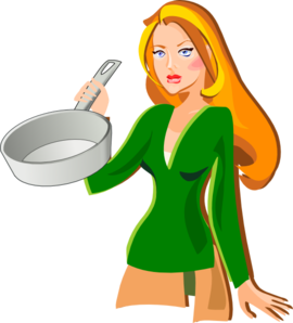 Woman Hold Pan Clip Art